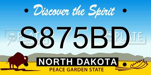 S875BD North Dakota License Plate