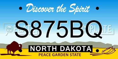 S875BQ North Dakota License Plate