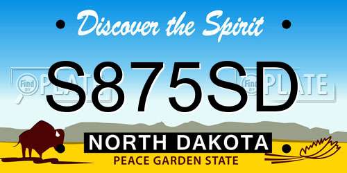 S875SD North Dakota License Plate
