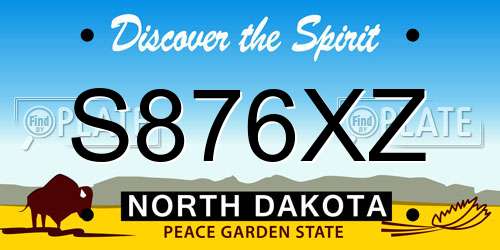 S876XZ North Dakota License Plate