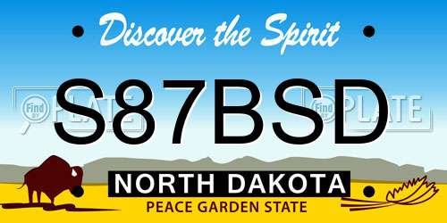 S87BSD North Dakota License Plate