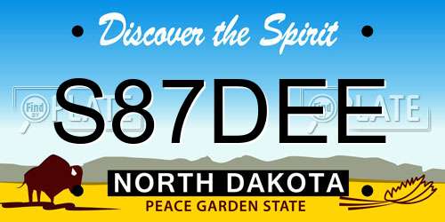 S87DEE North Dakota License Plate