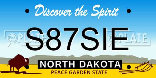 S87SIE North Dakota License Plate