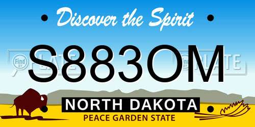 S883OM North Dakota License Plate