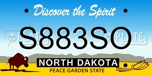 S883SO North Dakota License Plate
