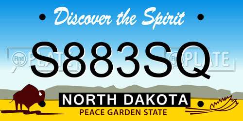 S883SQ North Dakota License Plate