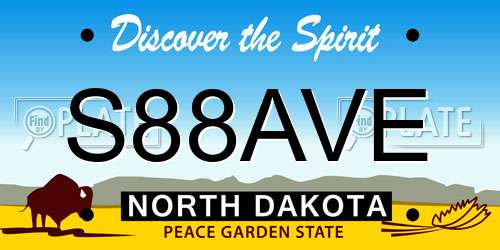 S88AVE North Dakota License Plate