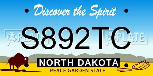S892TC North Dakota License Plate