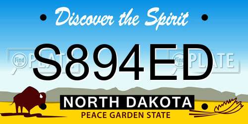 S894ED North Dakota License Plate