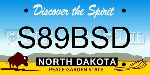 S89BSD North Dakota License Plate