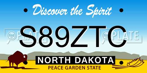 S89ZTC North Dakota License Plate