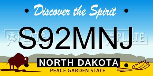 S92MNJ North Dakota License Plate