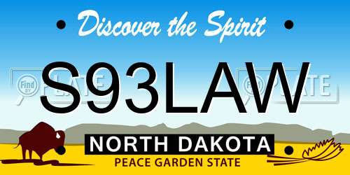 S93LAW North Dakota License Plate