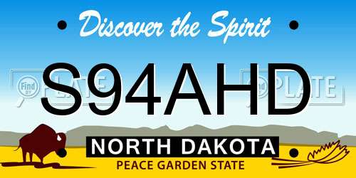 S94AHD North Dakota License Plate