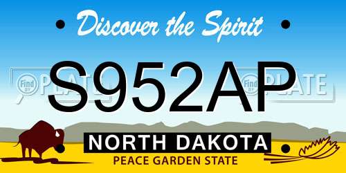 S952AP North Dakota License Plate