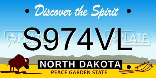 S974VL North Dakota License Plate