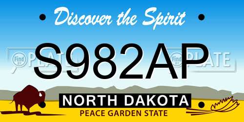 S982AP North Dakota License Plate