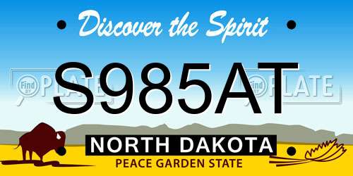 S985AT North Dakota License Plate