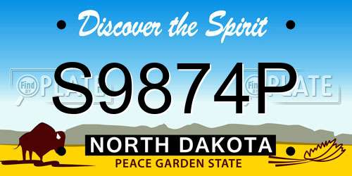 S9874P North Dakota License Plate