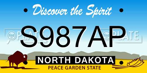S987AP North Dakota License Plate