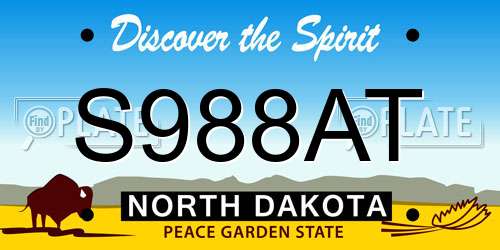 S988AT North Dakota License Plate