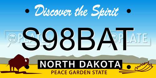 S98BAT North Dakota License Plate