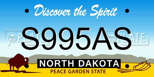 S995AS North Dakota License Plate