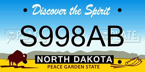 S998AB North Dakota License Plate