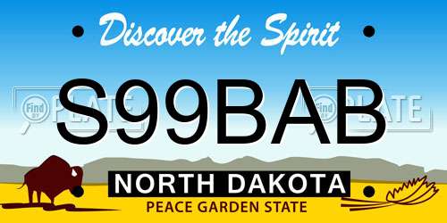 S99BAB North Dakota License Plate