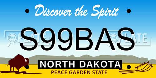 S99BAS North Dakota License Plate