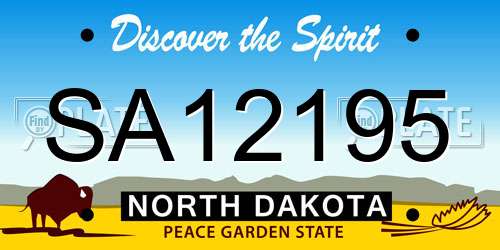 SA12195 North Dakota License Plate