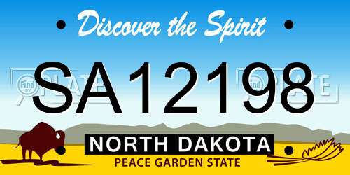 SA12198 North Dakota License Plate