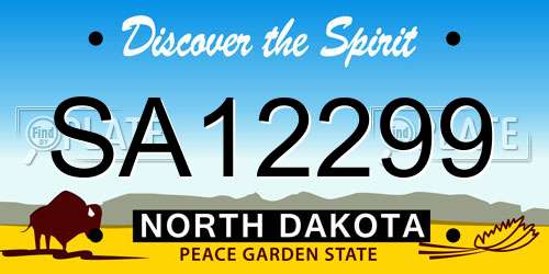 SA12299 North Dakota License Plate