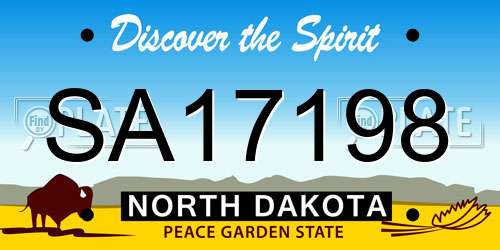 SA17198 North Dakota License Plate