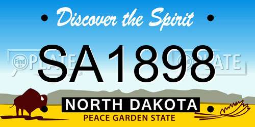 SA1898 North Dakota License Plate