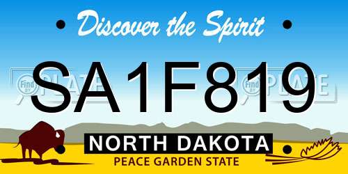 SA1F819 North Dakota License Plate