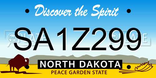 SA1Z299 North Dakota License Plate