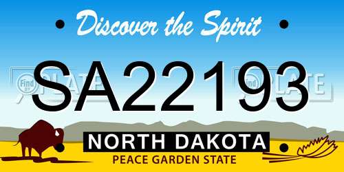 SA22193 North Dakota License Plate