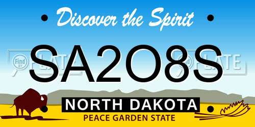 SA2O8S North Dakota License Plate