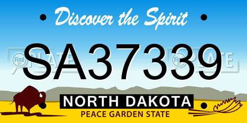 SA37339 North Dakota License Plate