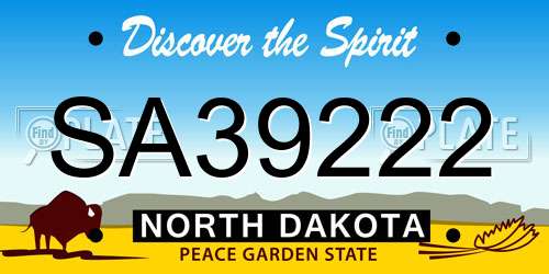 SA39222 North Dakota License Plate