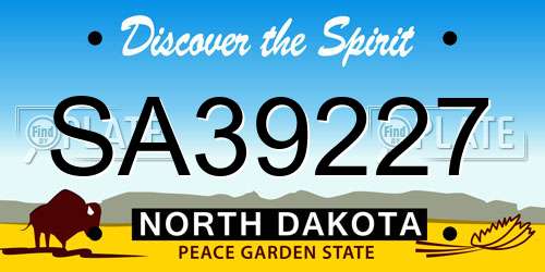 SA39227 North Dakota License Plate