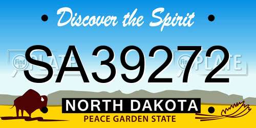 SA39272 North Dakota License Plate