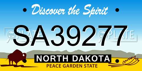 SA39277 North Dakota License Plate