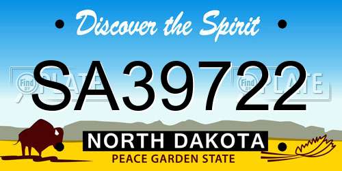 SA39722 North Dakota License Plate