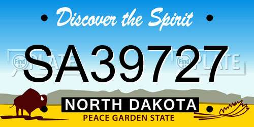 SA39727 North Dakota License Plate