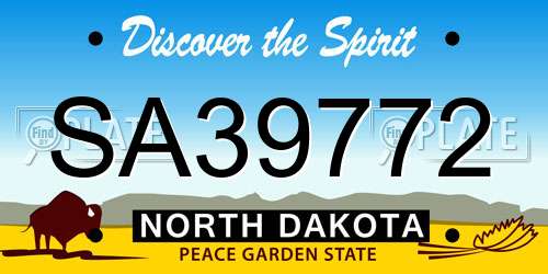 SA39772 North Dakota License Plate