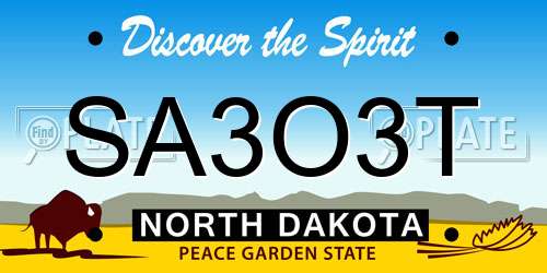 SA3O3T North Dakota License Plate
