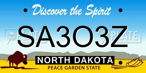 SA3O3Z North Dakota License Plate