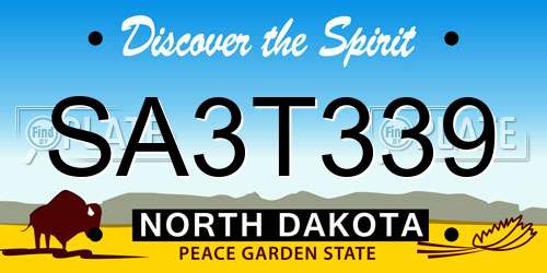 SA3T339 North Dakota License Plate